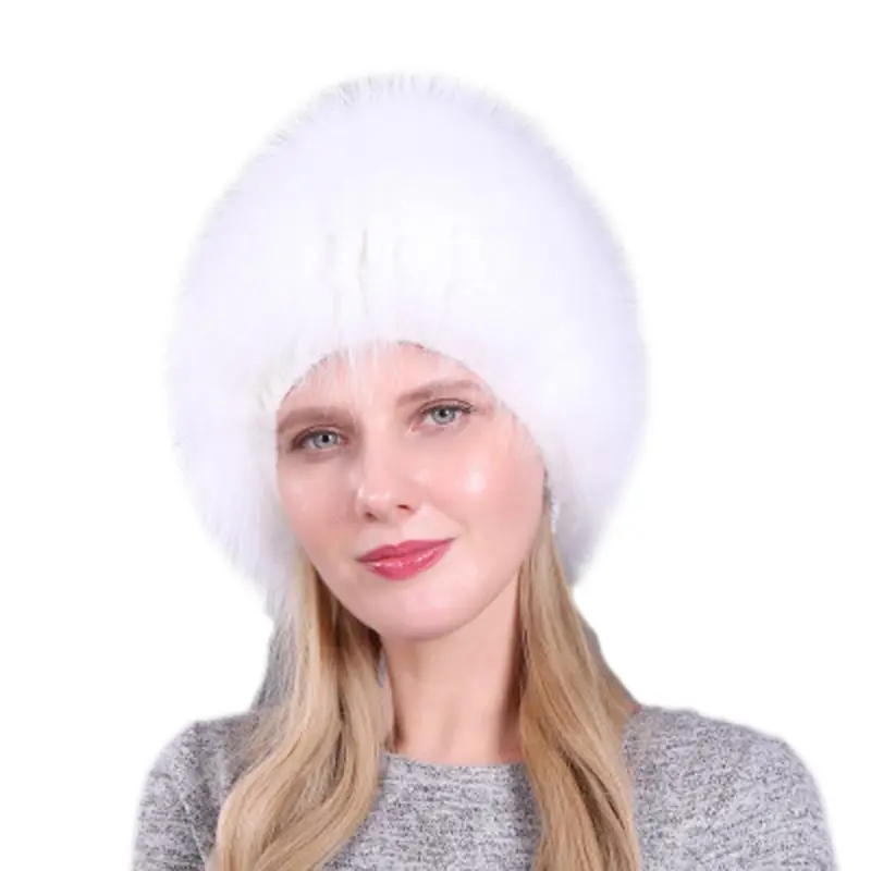 11 New Luxury Natural Real Fur Beanies Cap Knitted Hats Russian Winter Thick Warm Fashion Hat Women Winter Knitted Real Fur - Цвет: 11