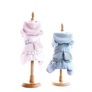 

Four Legs Clothes for Dogs Pink and Blue Colors S-xxl Sizes Warm Jackets with Hats Solid Colors Winter Overalls for Dogs