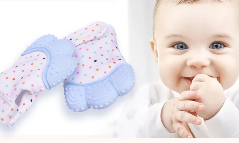 Детские перчатки для новорожденных силиконовая перчатка для режущихся зубов Прорезыватель зубов конфетная обертка звуковой прорезыватель из дфп Пастельная игрушка для малышей