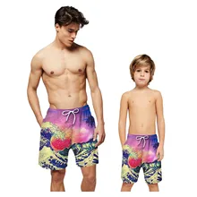 Летние мужские быстросохнущие шорты, повседневные пляжные мужские шорты с эластичной резинкой на талии и 3D принтом