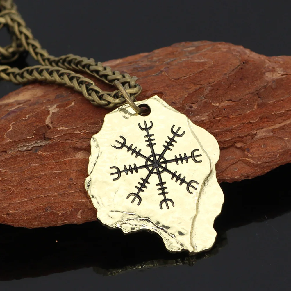 Скандинавский Викинг Odin Aegishjalmr vegvisir Амулет ожерелье с подарочной сумкой|Ожерелья