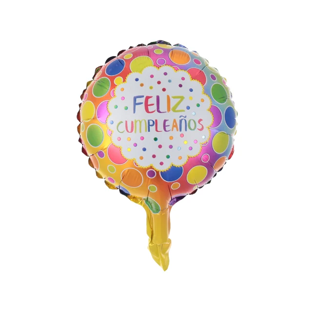10pcs/lot 10inch Feliz Cumpleanos Spanish Happy Birthday Balloons Round Mylar Helium Balloon Happy Birthday Party Air Globos N4