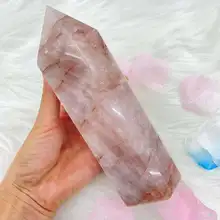 

Natural Crystals Quartz Fire Quartz Tower Point Energy Reiki Stones Room Home Office Aquarium decoration accessories Gemstone
