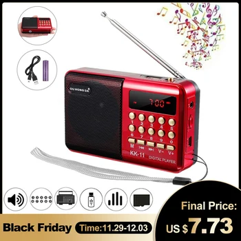 

Mini Portable Radio Handheld Digital FM USB TF MP3 Player Speaker Rechargeable