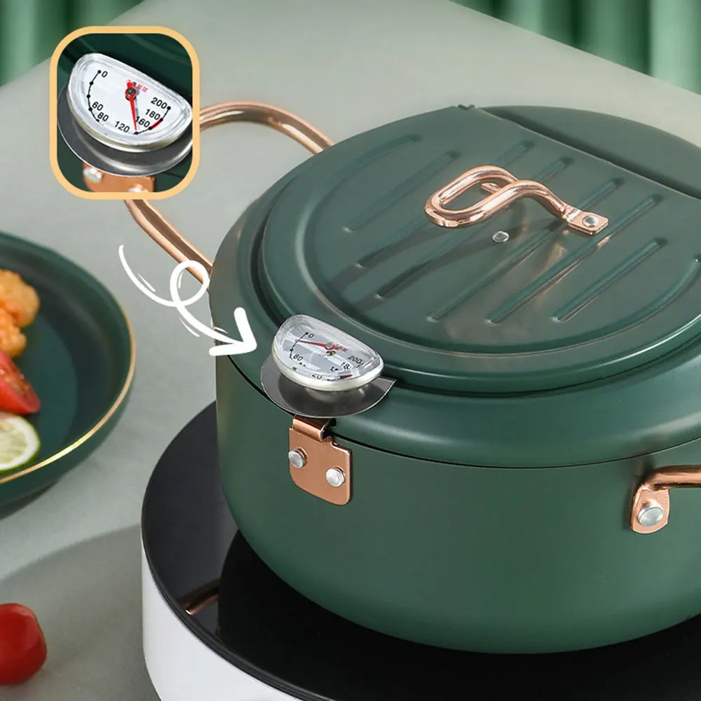 Fryer Household Deep-Fried Dough Stick Twists Temperature Controllable Splash-Proof Fuel-Saving Fryer With Thermometer
