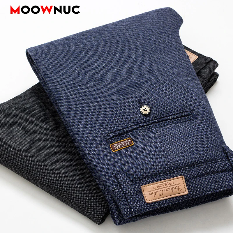 

Men's Trousers Brand Long Pants Solid Autumn Pencil Pants Casual Hombre Men's Wear Business Male Slim Sanding Fashion MOOWNUC