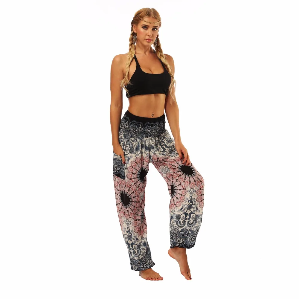 TL010- Watercolor floral wide leg loose yoga pants leggings (4)