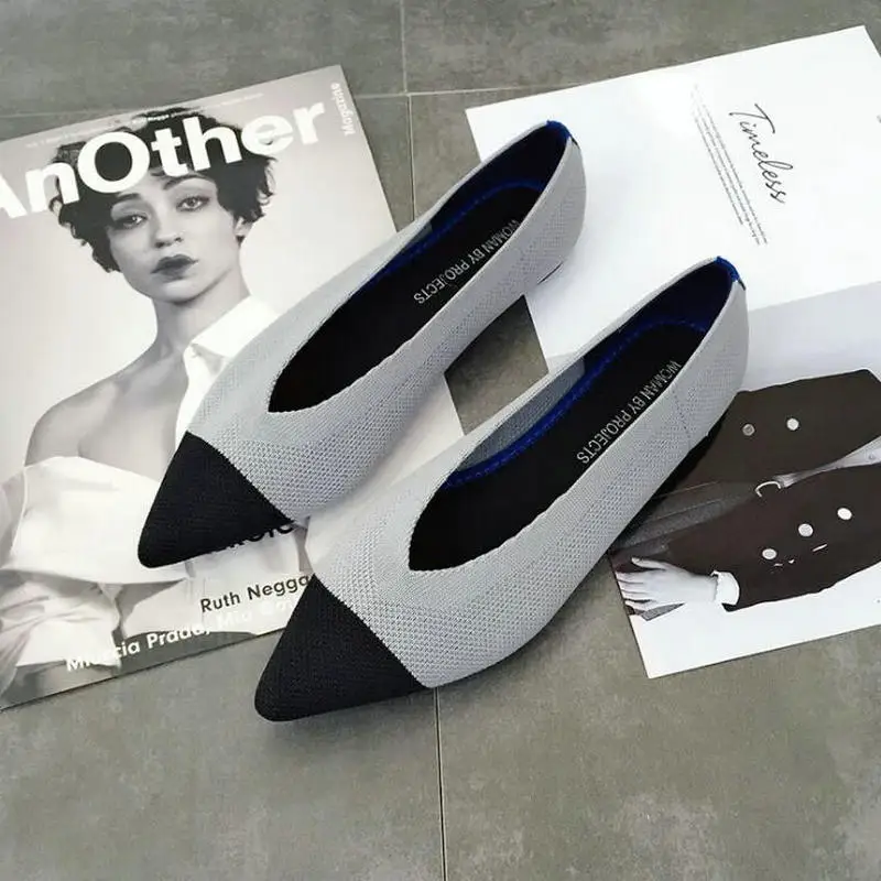 New Black White Pointed Toe Women Shoes Luxury Brand Flat Shoes Women Spring Autumn Flats Ladies Loafers Sapatos