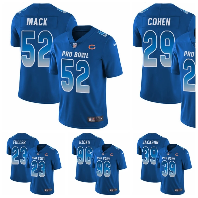 Chicago Tarik Cohen Мужская молодежная женская футбольная Футболка Khalil Mack Limited с медведями Королевский синий NFC Pro Bowl