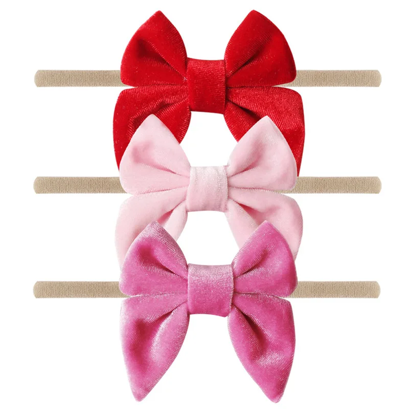

3pcs/set Fashion velvet children's Headbands bow hair ornaments sweet cute hair clips newborn hair tiara girl gifts