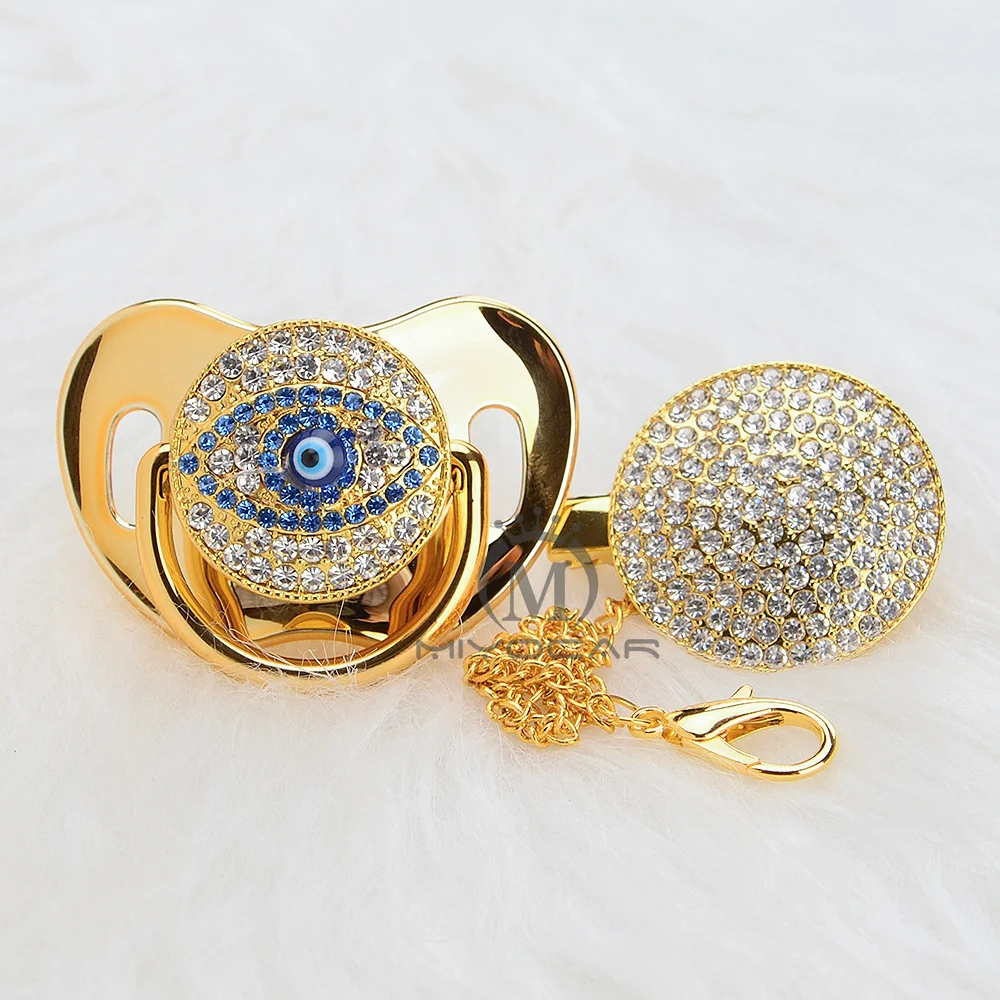 Chupeta e Clipe Certificado do gv Seguro e Exclusivo para o Bebê Miyocar Bling Ouro Prata Evil Eye Chupeta Aeye Design 2 e clipe chupeta AEYE certificado DO GV