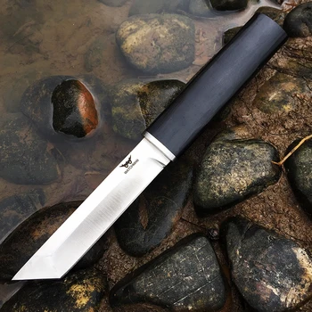 

D2 steel Japanese mirror knife, 60HRC vacuum heat treatment sharp camping hunting knife series Samurai style