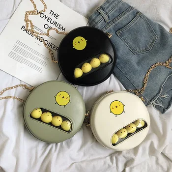

Autumn and Winter New Funny Hard Shell Small Round Bag Cartoon Cute Creative Single Shoulder Messenger Bag Female