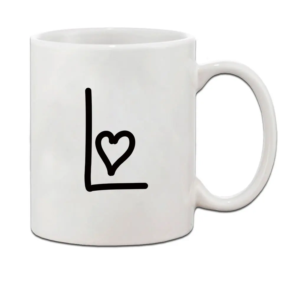 Керамическая кружка с надписью L Love Hearts оригинальная монограмма чашка кофейного