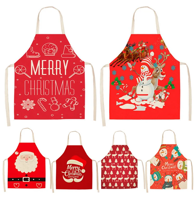 QIFU Санта Клаус, хлопковые льняные фартуки, рождественские украшения для дома, рождественские подарки, кухонные аксессуары, год