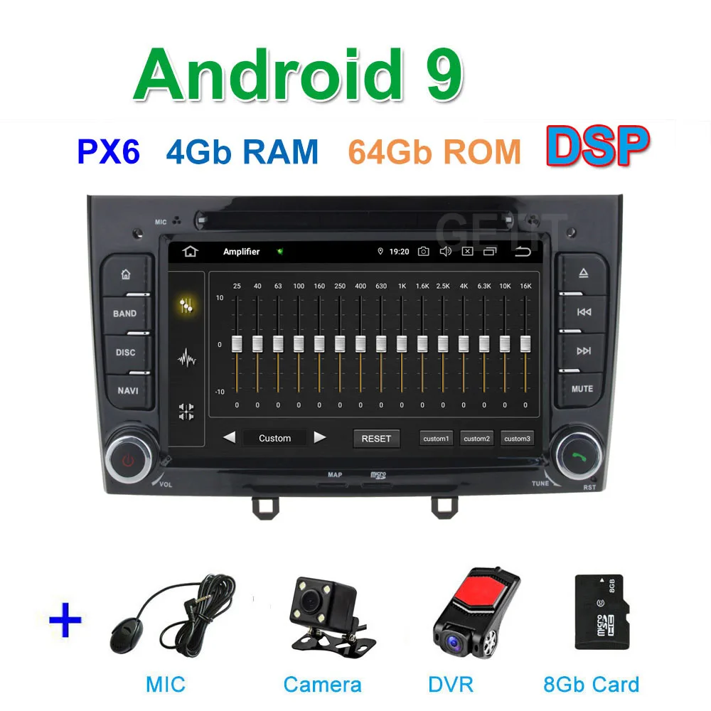 DSP 64G PX6 Android 9 автомобильный DVD видео плеер gps навигация для peugeot 408 308 308SW аудио Радио стерео головное устройство - Цвет: PX6 CAM DVR SD DSP