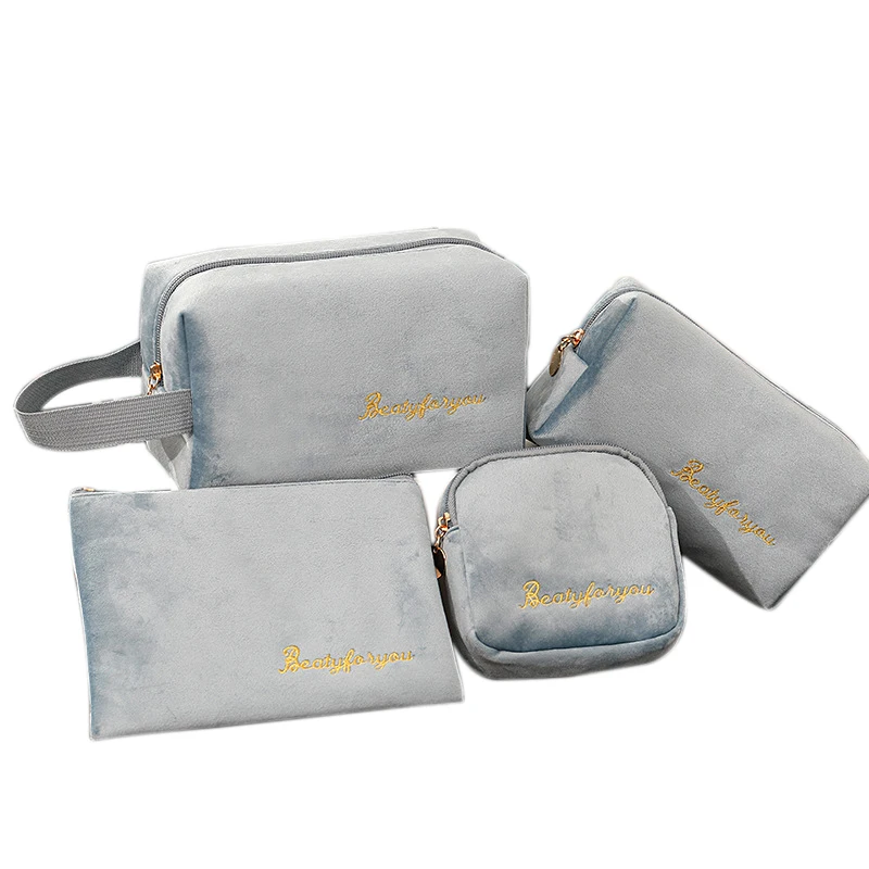ABDB-4Pcs/набор косметичка, деловой чехол для макияжа, для женщин, для путешествий, косметичка на молнии, органайзер, сумка для хранения, для туалетных принадлежностей, для мытья, для ванной - Цвет: Blue