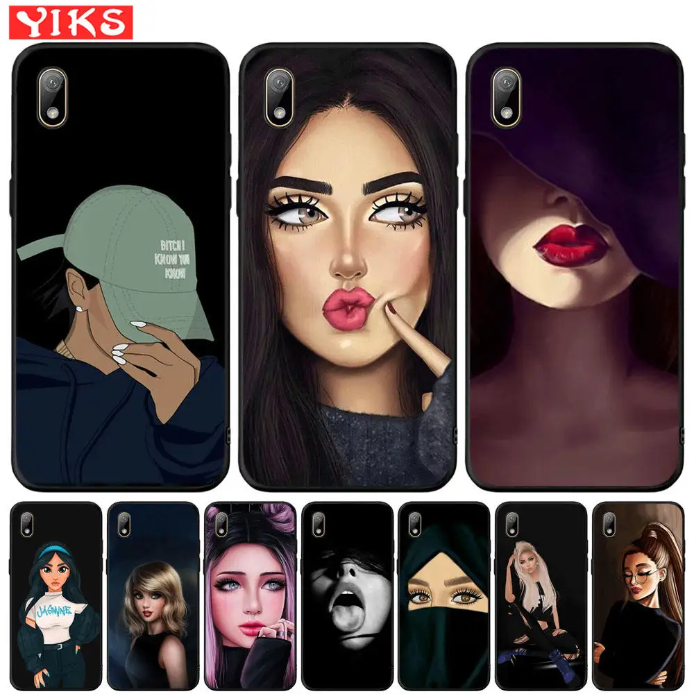 Case For Honor 7A Pro 8S P Smart Z Black Brown Hair Beauty Girl Cover Huawei Y5 Lite Y6 Prime 2018 2019 Y7 Y9 | Мобильные телефоны