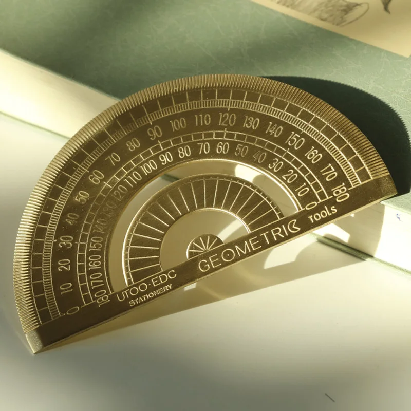 High quality Triangular plate brass ruler semicircular instrument retro ...