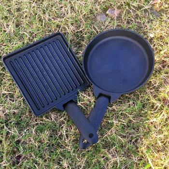

2PC Detachable Outdoor Steak Coing Frying Pans Iron Non-stick Camping Coware Grill Coer Pot Set with Portable Carrying Bag
