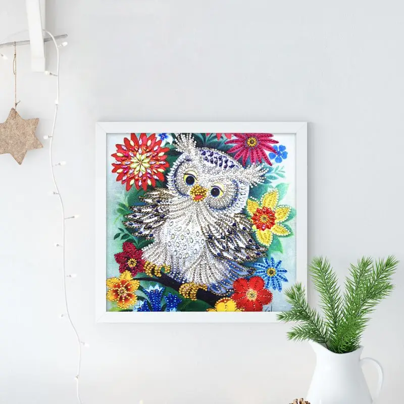 Flower Owl 5D Special Shaped Diamond Painting Embroidery Needlework Rhinestone Crystal Cross Craft Stitch Kit DIY 85DA | Дом и сад