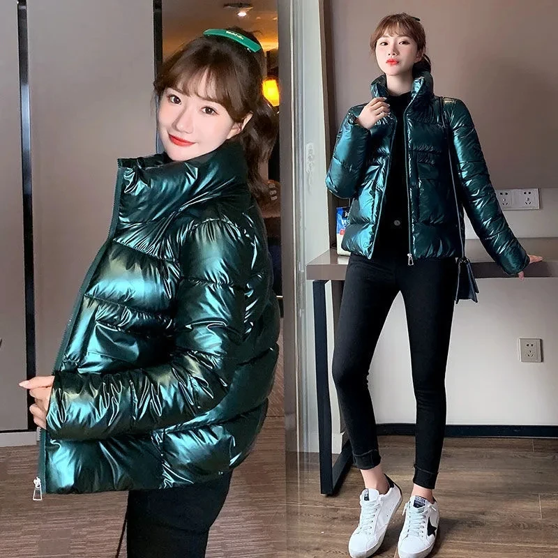 

Winter Women Jacket Parkas Female Cotton Parka Fashion Slim Casual Street Warm Coat Shiny No-wash Small Padded Jacket