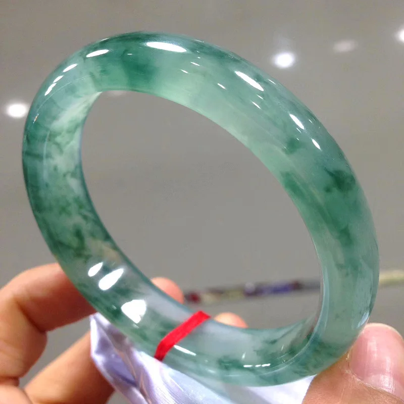 

Natural Myanmar Ice-like round Emerald Bracelet Floating Green Flowers Are Circle Bracelet Jade Bracelet Women's Shoppe Genuine