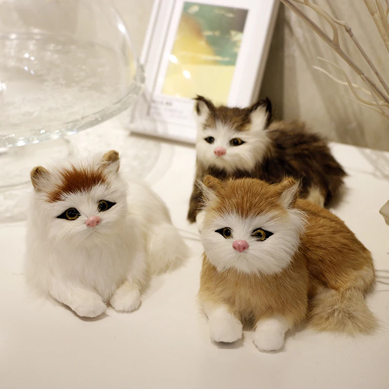

Simulation Soft Cat Realistic Stuffed Animals Miniature Children's Doll Plush Toys Early Education Cognition