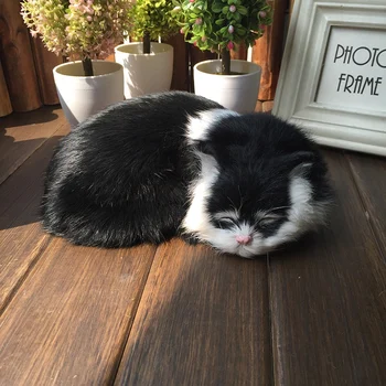 

Sleeping Cat Figurine Miniature Lifelike Kitten Animal Decoration mini garden statue craft Home Stairs Desktop Bed Decorative