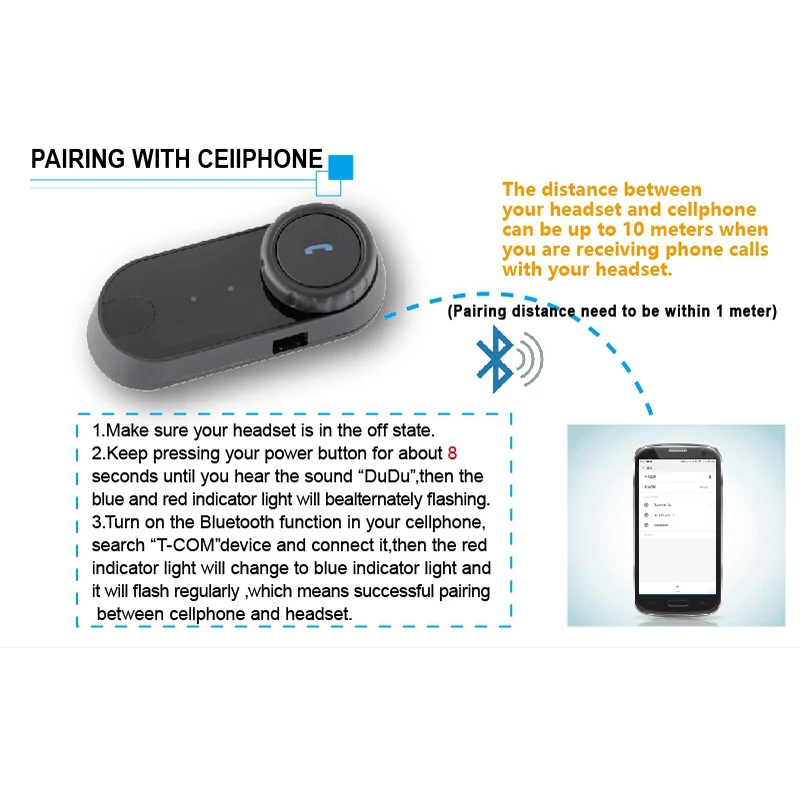 Беспроводная мотоциклетная гарнитура Freedconn с Bluetooth и управлением для MP3/4 радио TCOM