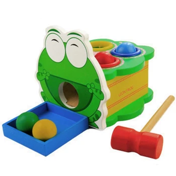 

Mung Bean Frog Knocking on the Table Children's Tapping and Knocking on the Stage Early Education Playing the Hamster Wooden Toy