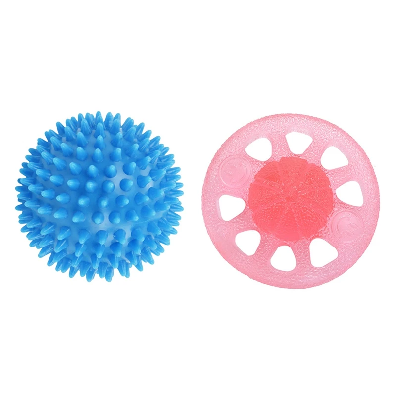 Spiky Massage Ball, 7.5cm (sky Blue) & Squeeze And Flex Finger Extension Trainer Therapy Stress