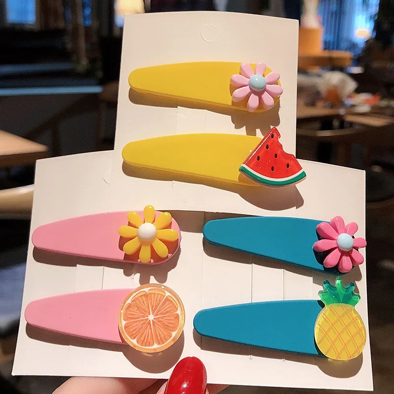 Заколки с фруктами в Корейском стиле для девочек; милые детские заколки с цветком; аксессуары для волос для родителей и детей