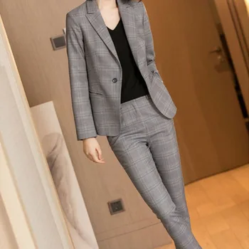 

Women's suit 2019 autumn new fashion casual temperament slim slimming single buckle small suit trousers two-piece set