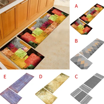 

Non-Slip Kitchen Mat Rubber Backing Doormat Rug Set For Home Colorful Anti-Slip