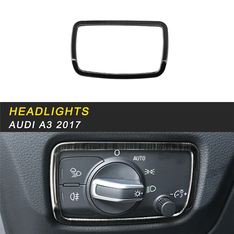 

Front Light Headlight Button Switch Panel Cover Trim Frame Sticker Interior Accessories for Audi A3 2017-2019 Car