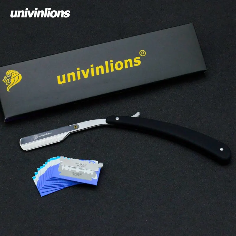 Univinlions straight plastic handle foldable sharp blade razor stick for men women barber shaving knife beard face underarm body