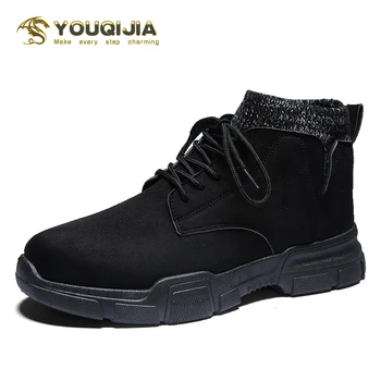 

Men Boots Fashion Men Winter Boots Waterproof Men Snow Boots Lace Up Ankle Boots Warm Winter Shoes High Top Non-slip flat shoes