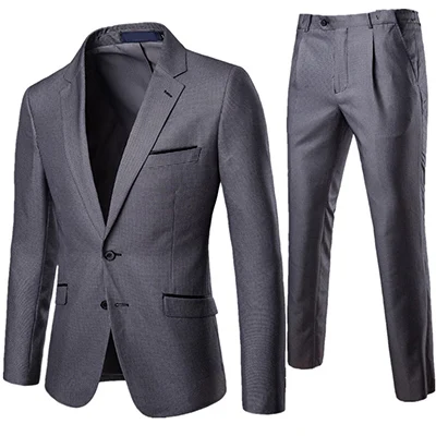 Куртка+ брюки) роскошный мужской свадебный костюм мужские приталеные блейзеры костюмы для мужской деловой официальный вечерние темно-синие классические мужские костюмы - Цвет: Dark Grey
