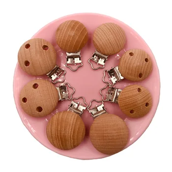 

3Pcs 35mm 30mm Dummy Clip Natural Wood Beech Wood Pacifier Clip Unfinished Non-Toxic Nipple Holder DIY Pacifier Clips Chain