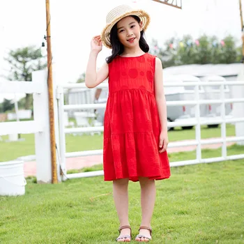 

YourSeason 2020 Summer Girls Children Sundress Dresses Dot Sleeveless Baby Princess Toddler Kids Ruffles Cotton Dress O Neck