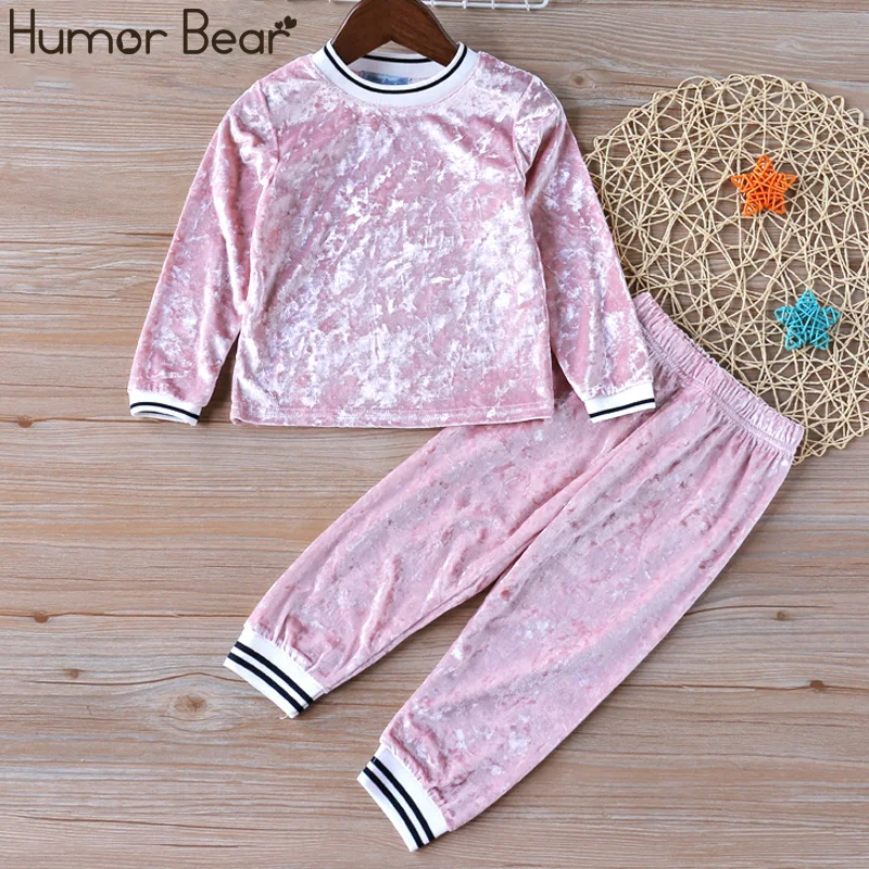 pink BZ018I Humor Bear/осенняя одежда для маленьких девочек футболка с длинными рукавами+ юбка в клетку+ Бант, повседневные комплекты из 3 предметов комплекты одежды для девочек-школьников - Цвет: pink BZ018I