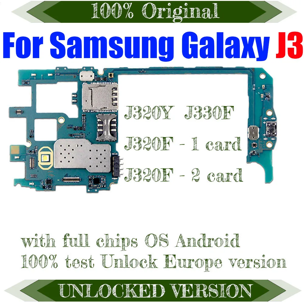 100% разблокированная оригинальная материнская плата для Samsung Galaxy J3 J320F J320Y J330F с