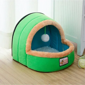 

New Pet Dog Bed Small Cat House With Toy Ball Warm Soft Pets Cushion Cat Castle Small Medium Dog House Pets Sofa Bed Soft Kennel