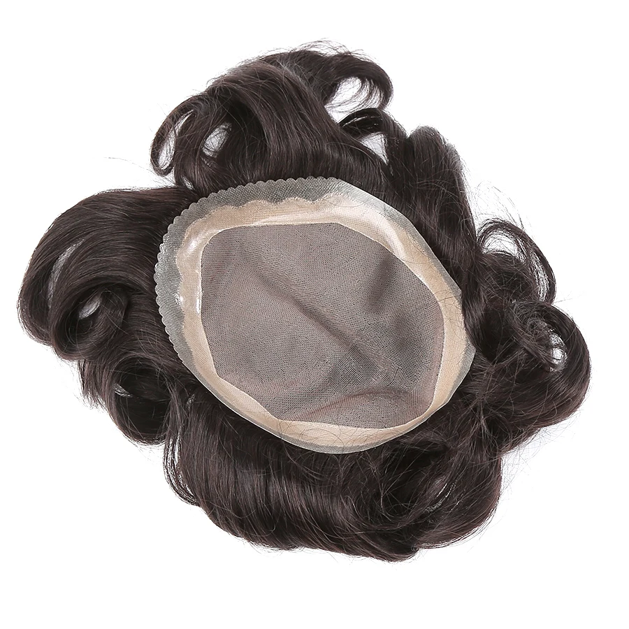 

Luvin Full PU Men toupee Durable 0.06-0.08mm Skin Natural Looking Remy Hair Men Wig Human Hair Full PU Replacements Toupee