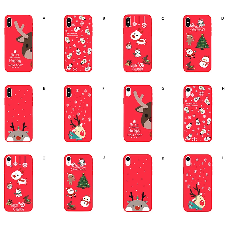 Phone Case For iPhone X XR Christmas Cartoon Elk Soft TPU Silicone Back Cover New