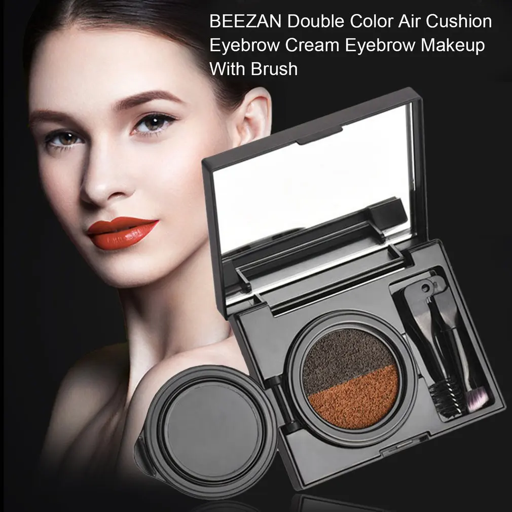 

BEEZAN Double Color Air Cushion Eyebrow Cream Waterproof Smudge-proof Gel Eyeliner Eyebrow Beauty Makeup Enhancer With Brush