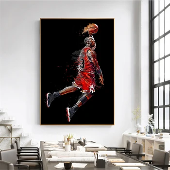 

Abstract Art Painting Michael Jordan Poster Fly Dunk Basketball Wall Pictures for Living Room Decoration Bedroom Sport Canvas