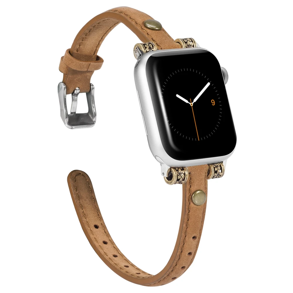 Тонкий ремешок из натуральной кожи для Apple Watch 4, 5, 44 мм, 40 мм, женский ремешок iwatch 42 мм, 38 мм, ремешок для iWatch Series 4, 3, 2, 1