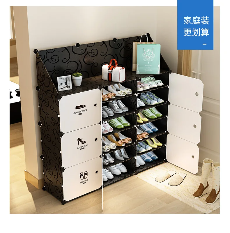 Полка для обуви для дома экономичная сборка для спальни Пыленепроницаемая пластиковая дверь маленький шкаф для обуви, чтобы получить артефакт